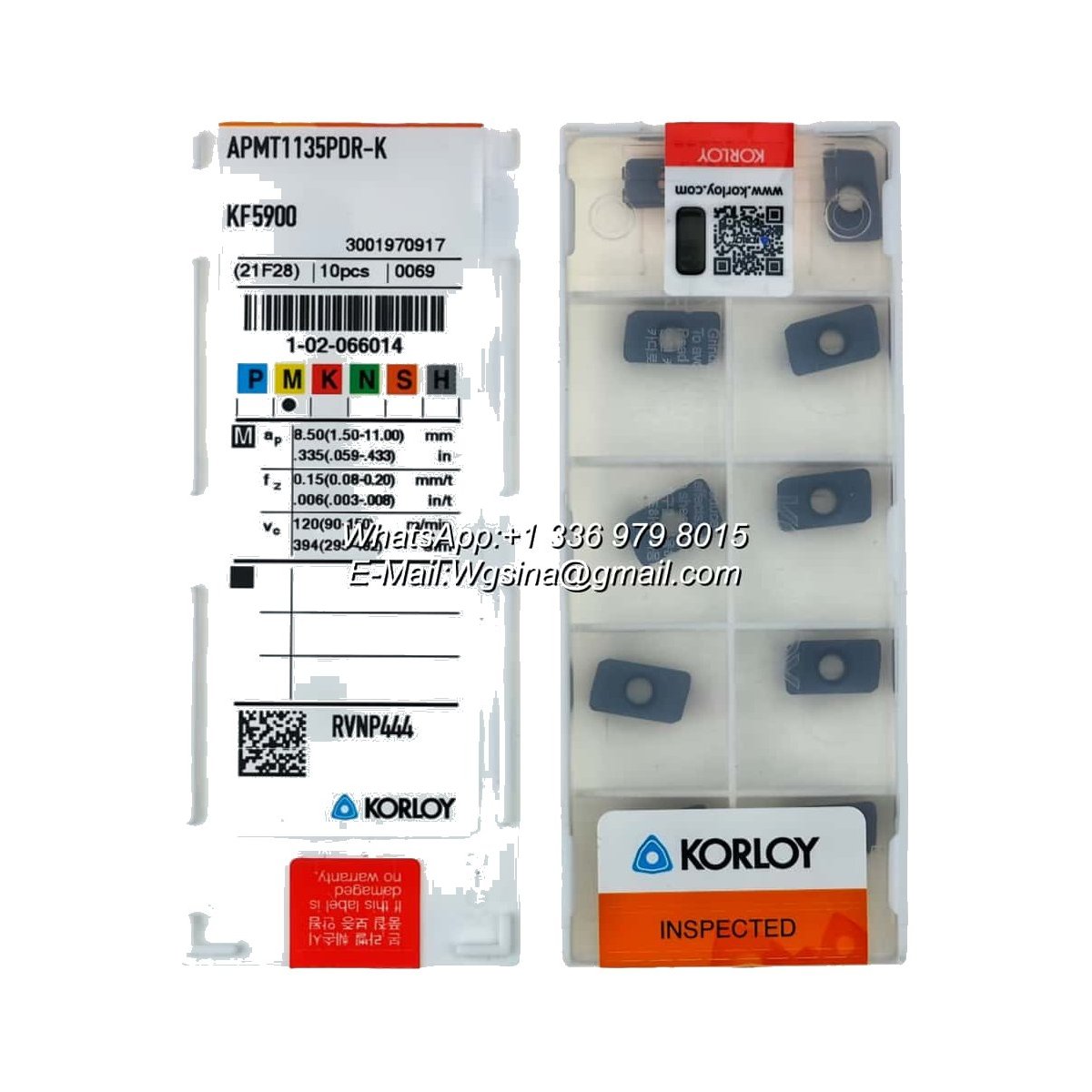 Original Korloy APMT1135PDR-K KF5900 Carbide Insert - Parallelogram 85°