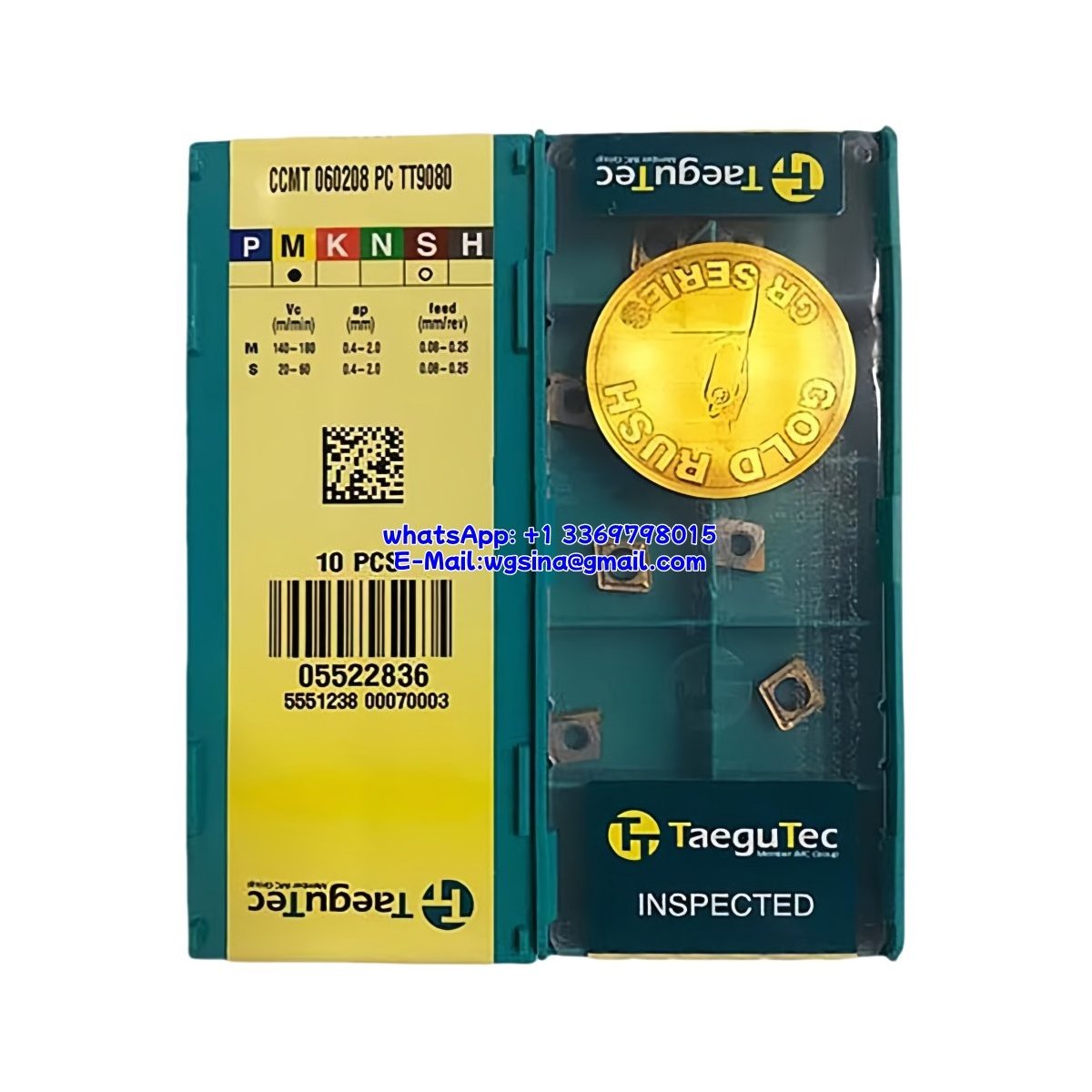 Original TaeguTec CCMT060208-PC TT9080 Carbide Insert - Diamond 80° | Stainless Steel & More (10 PCS)