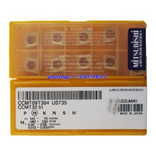 Original Mitsubishi CCMT09T304-US735 US735 Carbide Insert - Diamond 80° | Steel & More (10 PCS)