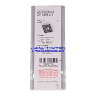 Original Tungaloy CCMT09T308-PS-AH725 AH725 Carbide Insert - Diamond 80° | Stainless Steel & More (10 PCS)