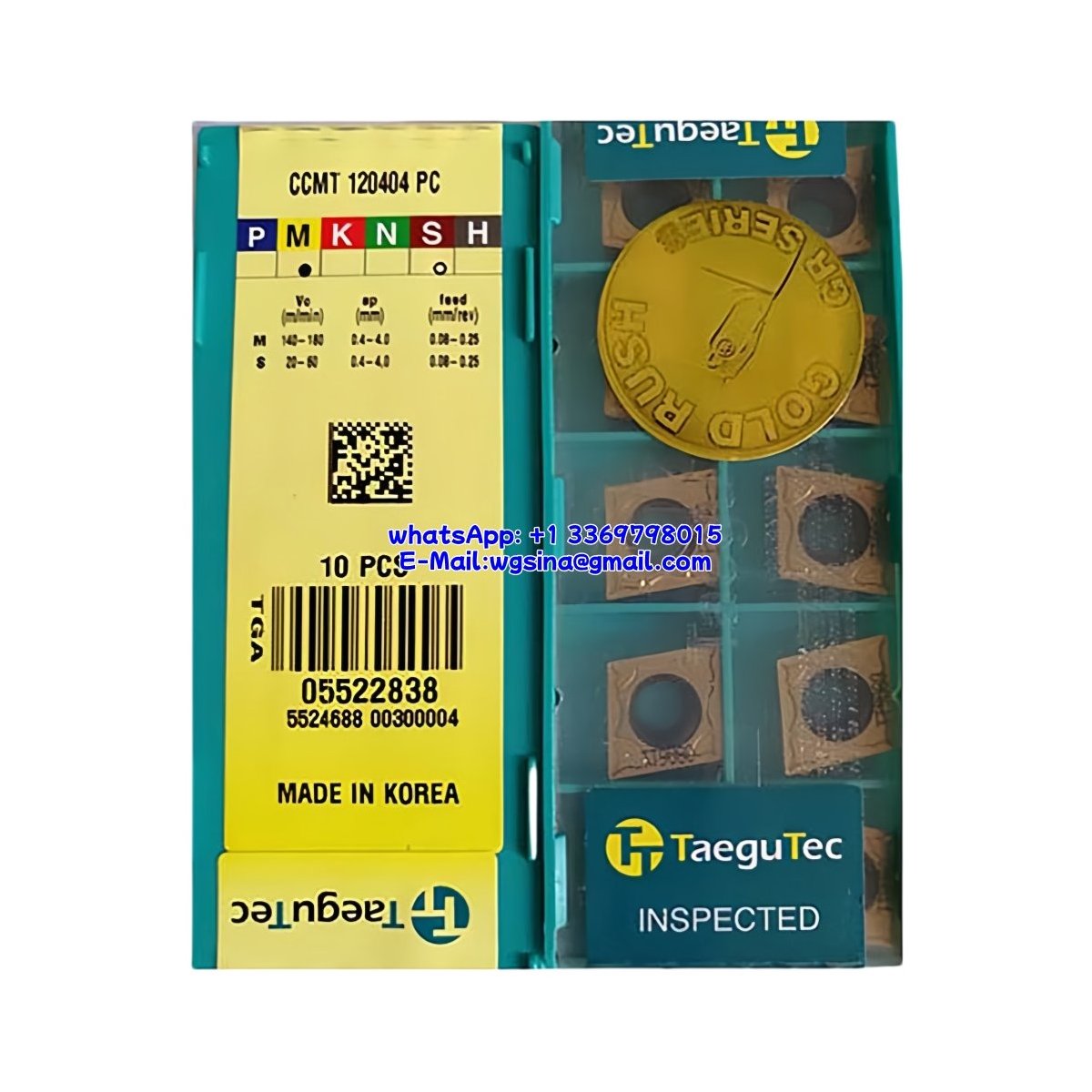 Original TaeguTec CCMT120404-PC TT9080 Carbide Insert - Diamond 80° | Stainless Steel & More (10 PCS)