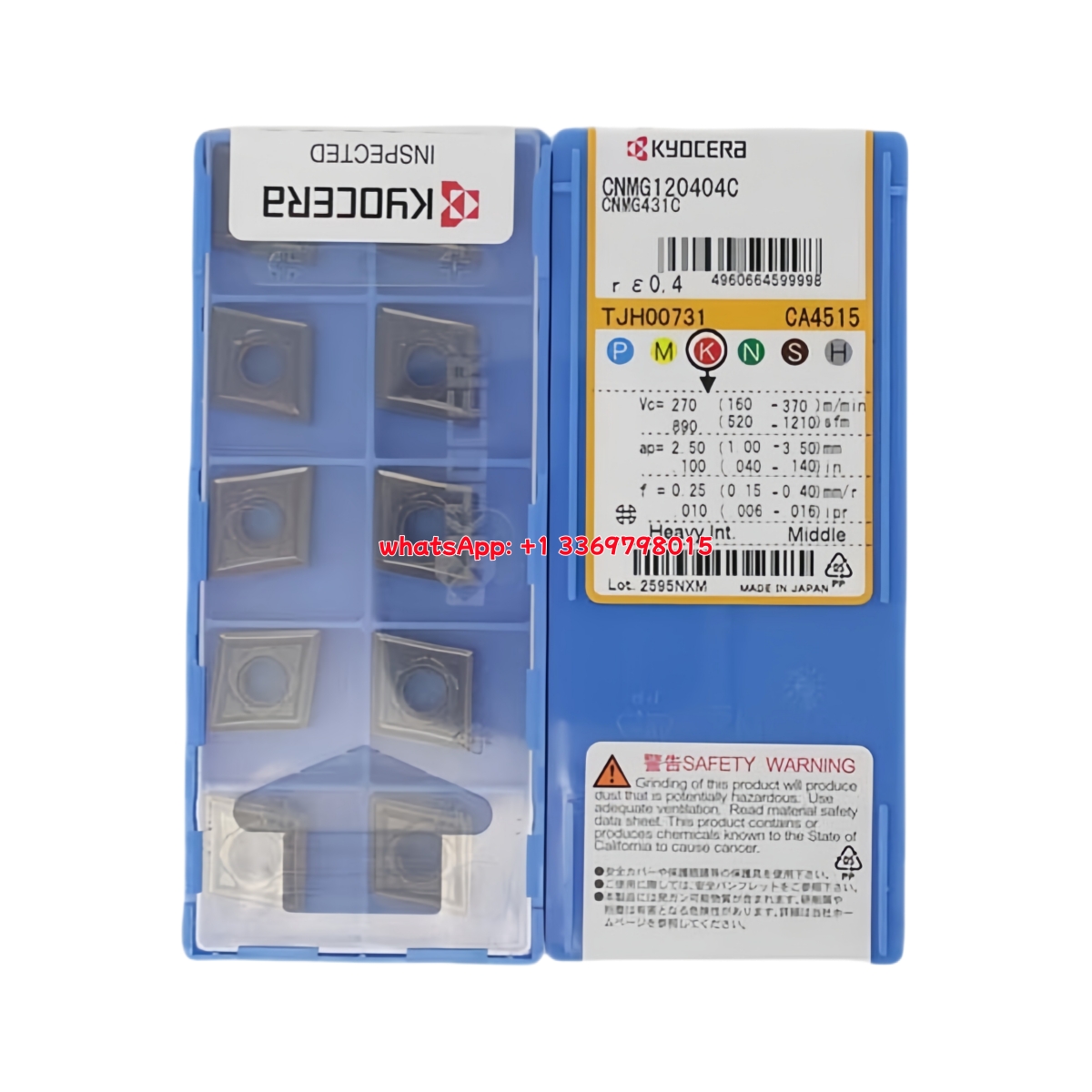 Kyocera CNMG120404C CA4515 Carbide Insert - Diamond 80° | Steel, Cast Iron (10 PCS)