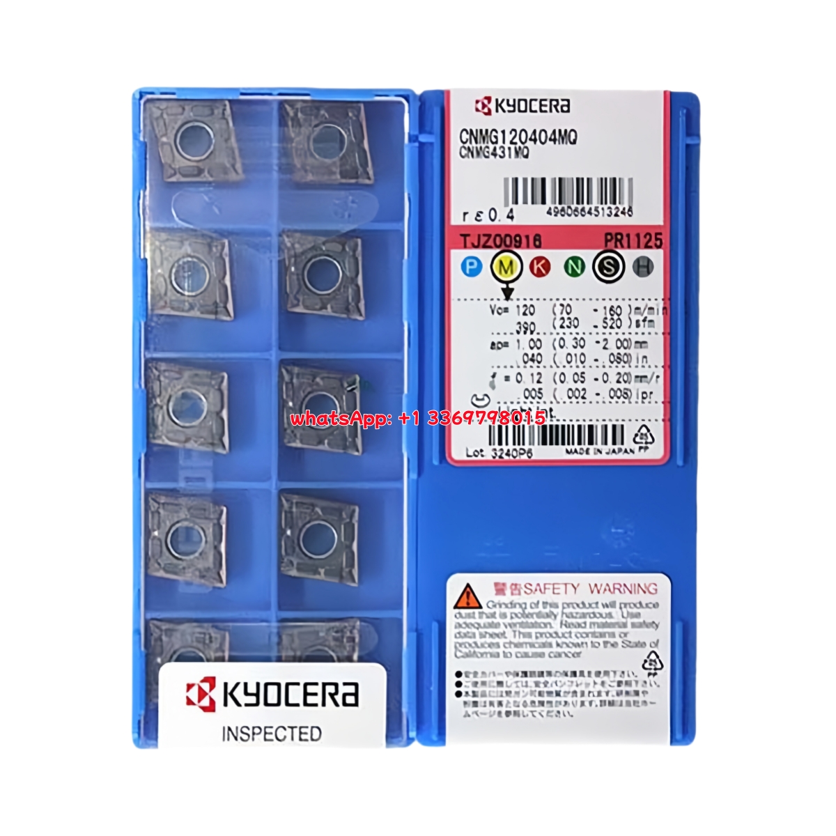 Kyocera CNMG120404MQ PR1125 Carbide Insert - Diamond 80° | Steel & More (10 PCS)