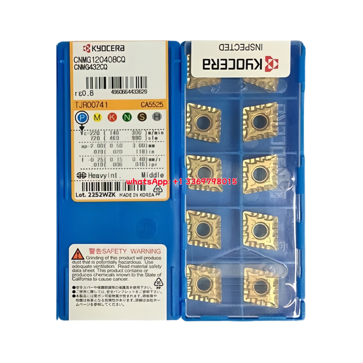 Kyocera CNMG120408-CQ CA5525 Carbide Insert - Diamond 80° | Steel, Stainless Steel (10 PCS)