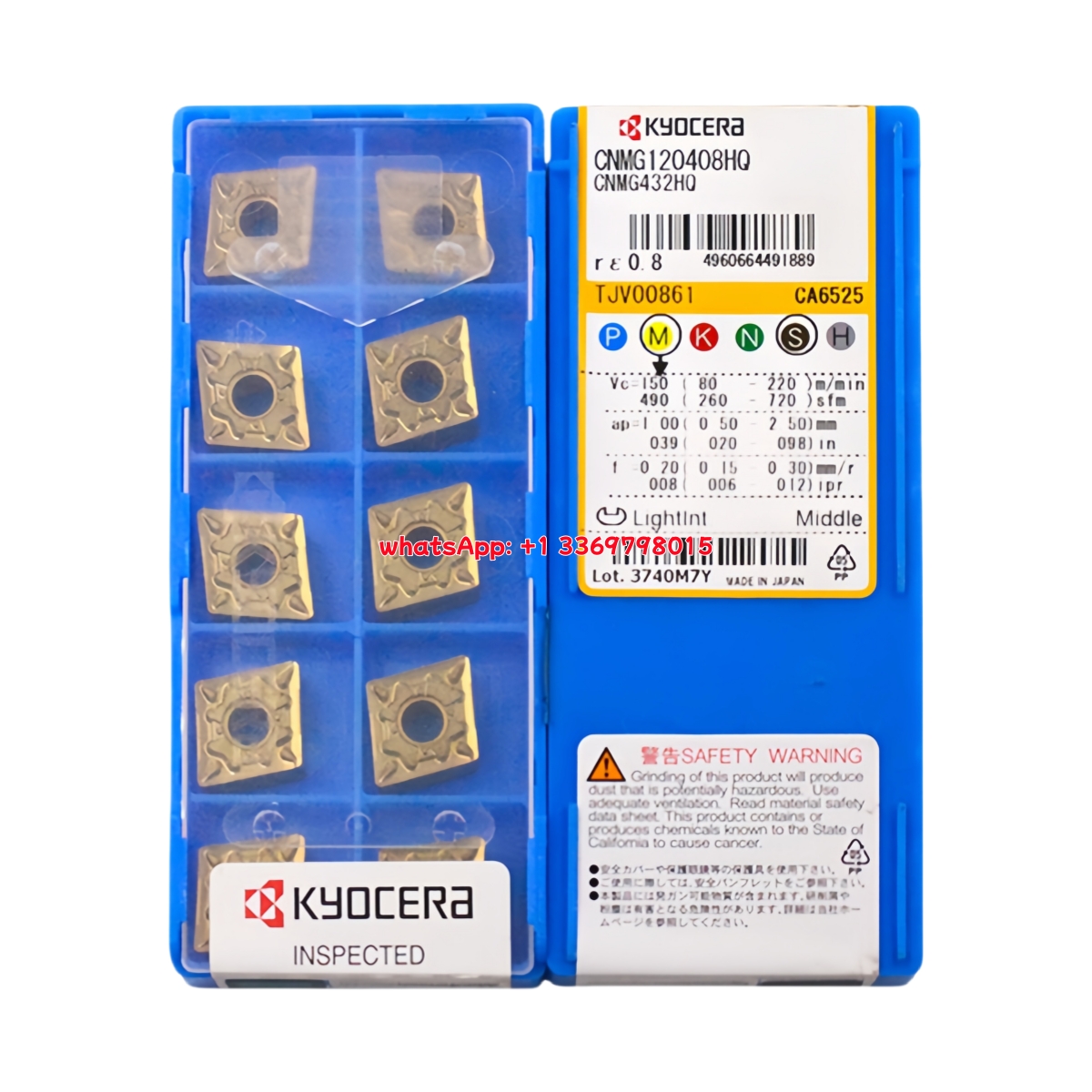 Kyocera CNMG120408-HQ CA6525 Carbide Insert - Diamond 80° | Steel (10 PCS)