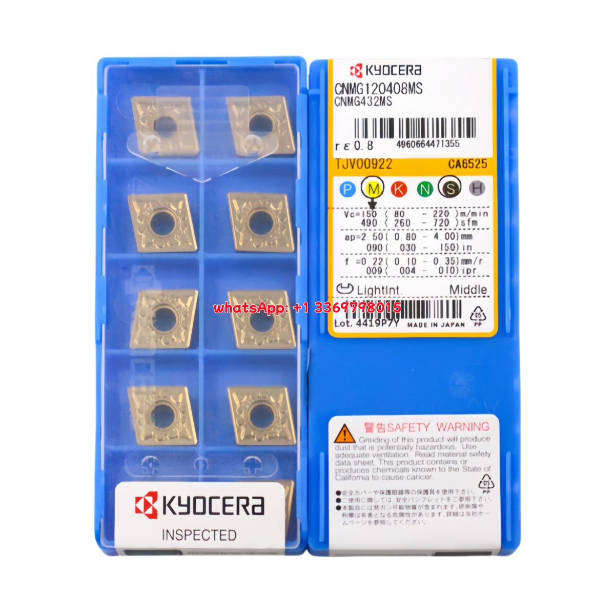 Kyocera CNMG120408-MS CA6525 Carbide Insert - Diamond 80° | Steel, Stainless Steel (10 PCS)