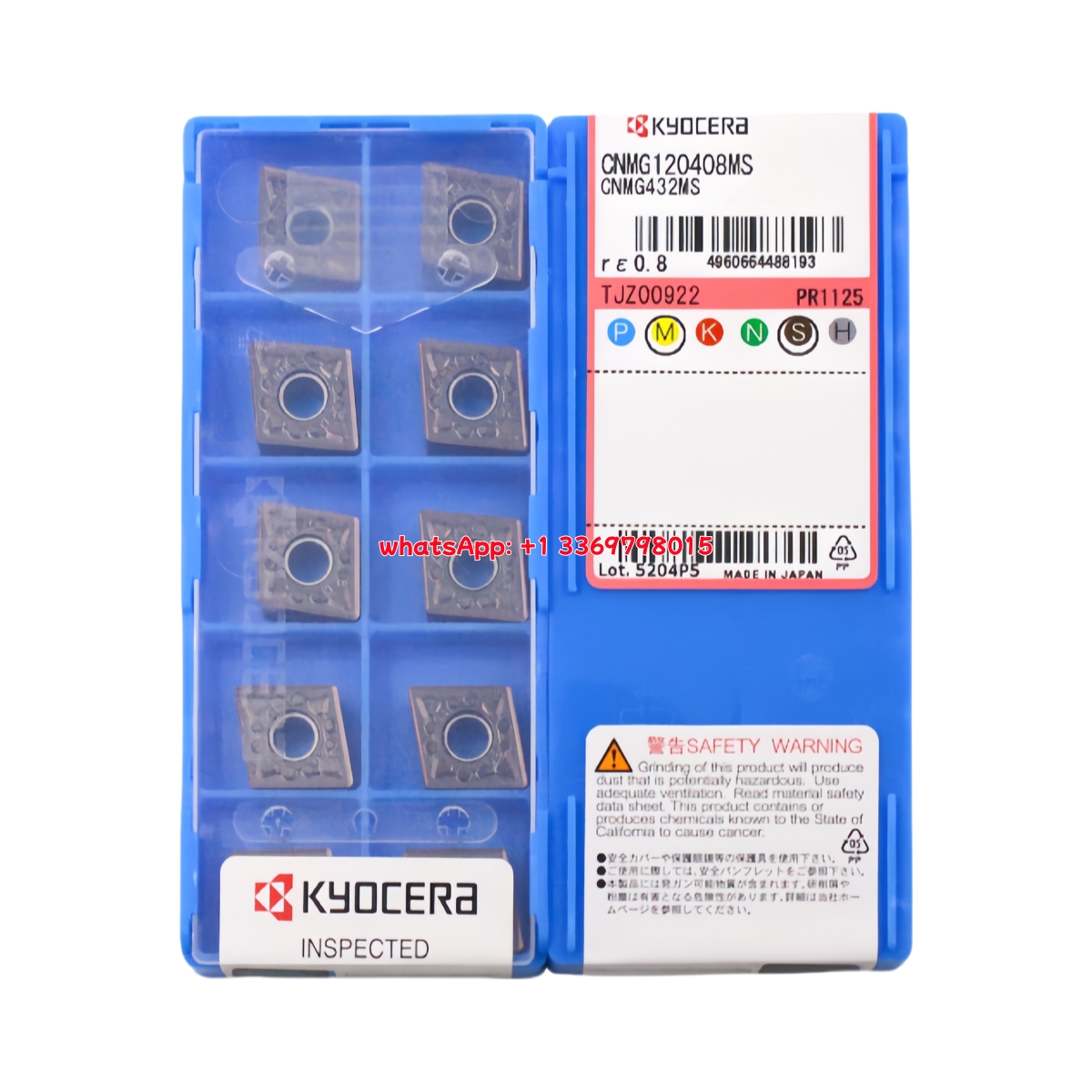 Kyocera CNMG120408-MS PR1125 Carbide Insert - Diamond 80° | Steel, Stainless Steel (10 PCS)
