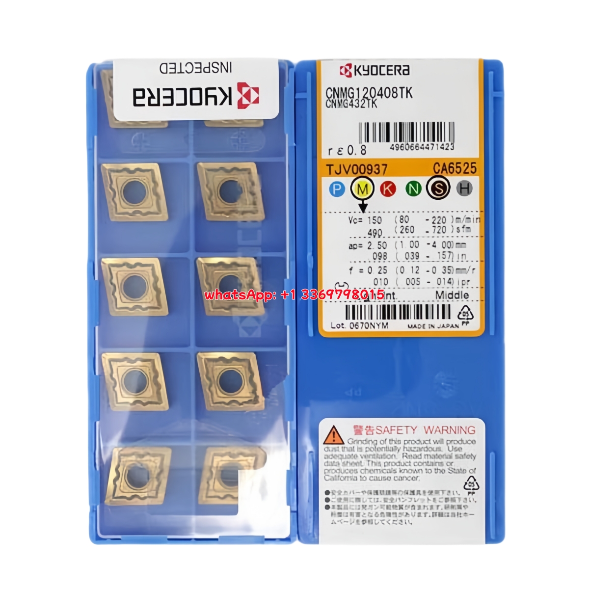 Kyocera CNMG120408-TK CA6525 Carbide Insert - Diamond 80° | Steel, Stainless Steel (10 PCS)