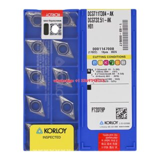 Original Korloy DCGT11T304-AK H01 Carbide Turning Insert - Diamond 55° | Aluminum, Non-Ferrous (10 PCS) DCGT11T304-AK DCGT32.51-AK H01
