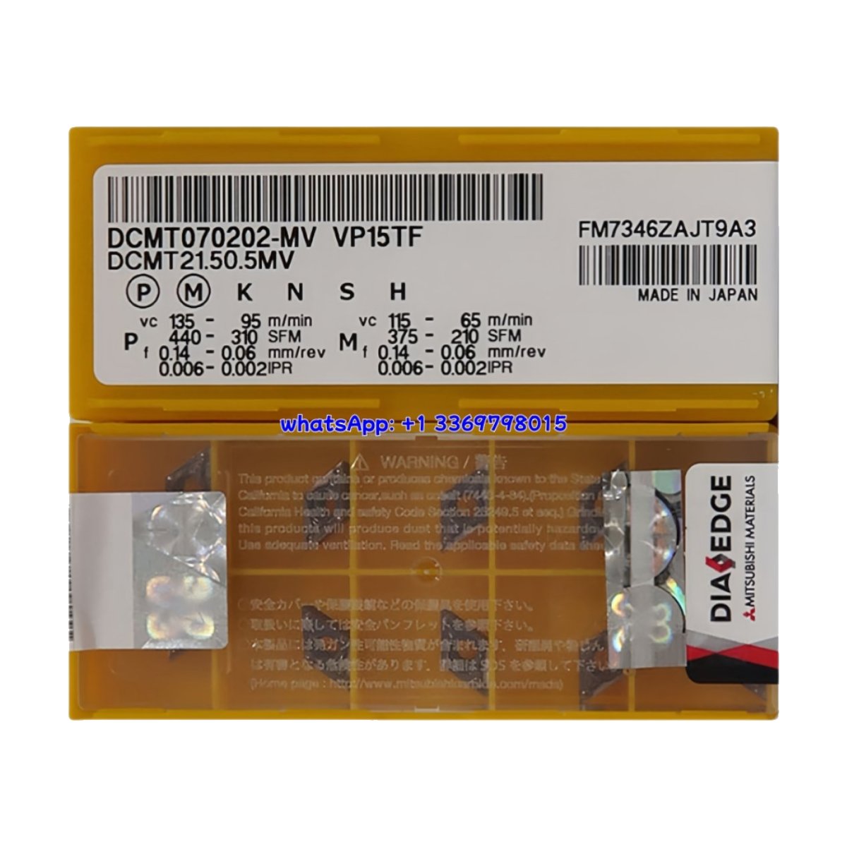 Original Mitsubishi DCMT070202-MV VP15TF Carbide Insert - Diamond 55° | Steel, Stainless Steel (10 PCS)