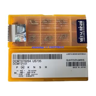 Original Mitsubishi DCMT070204 US735 Carbide Insert - Diamond 55° | Steel (10 PCS)