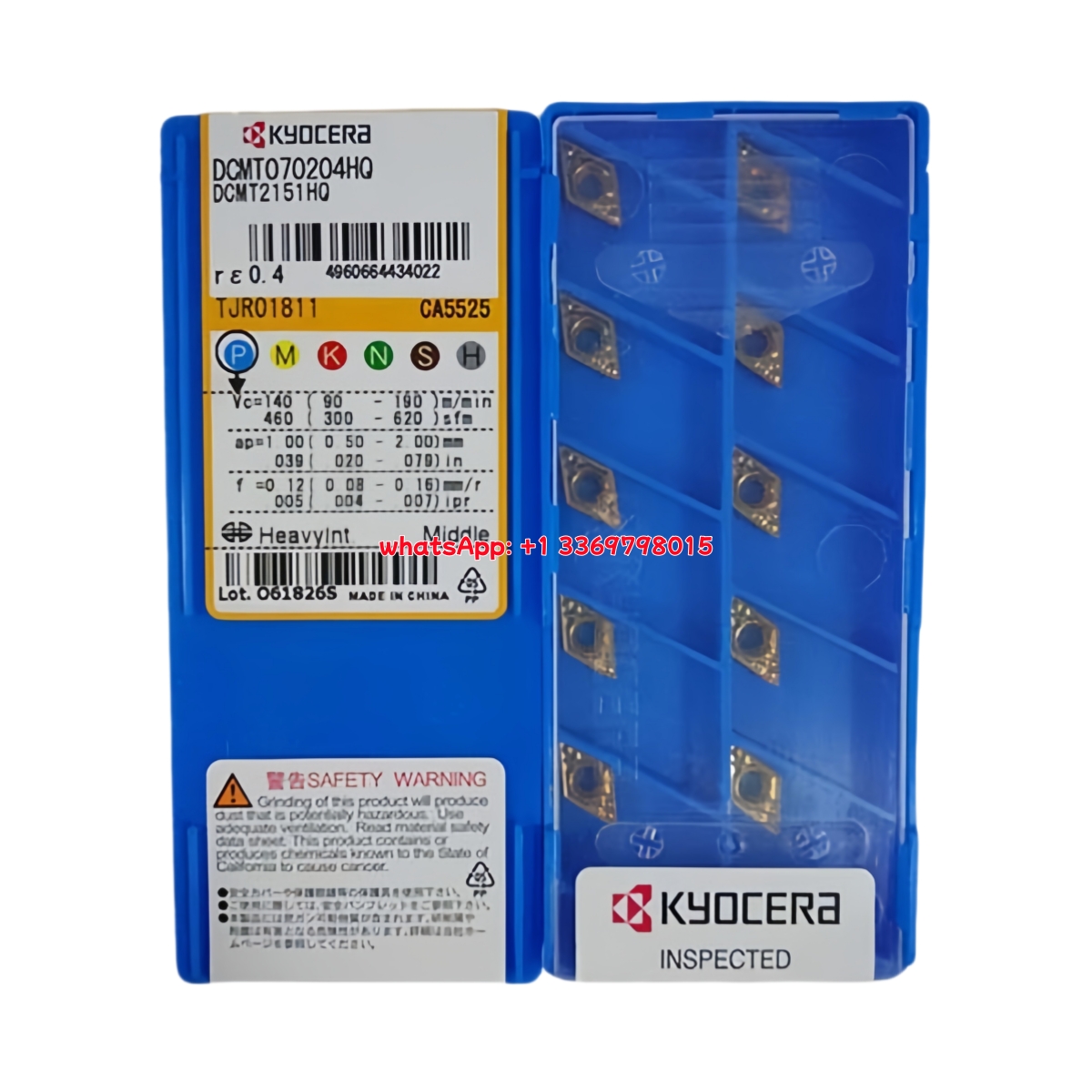 Kyocera DCMT070204HQ CA5525 Carbide Insert - Diamond 55° | Steel, Stainless Steel (10 PCS)