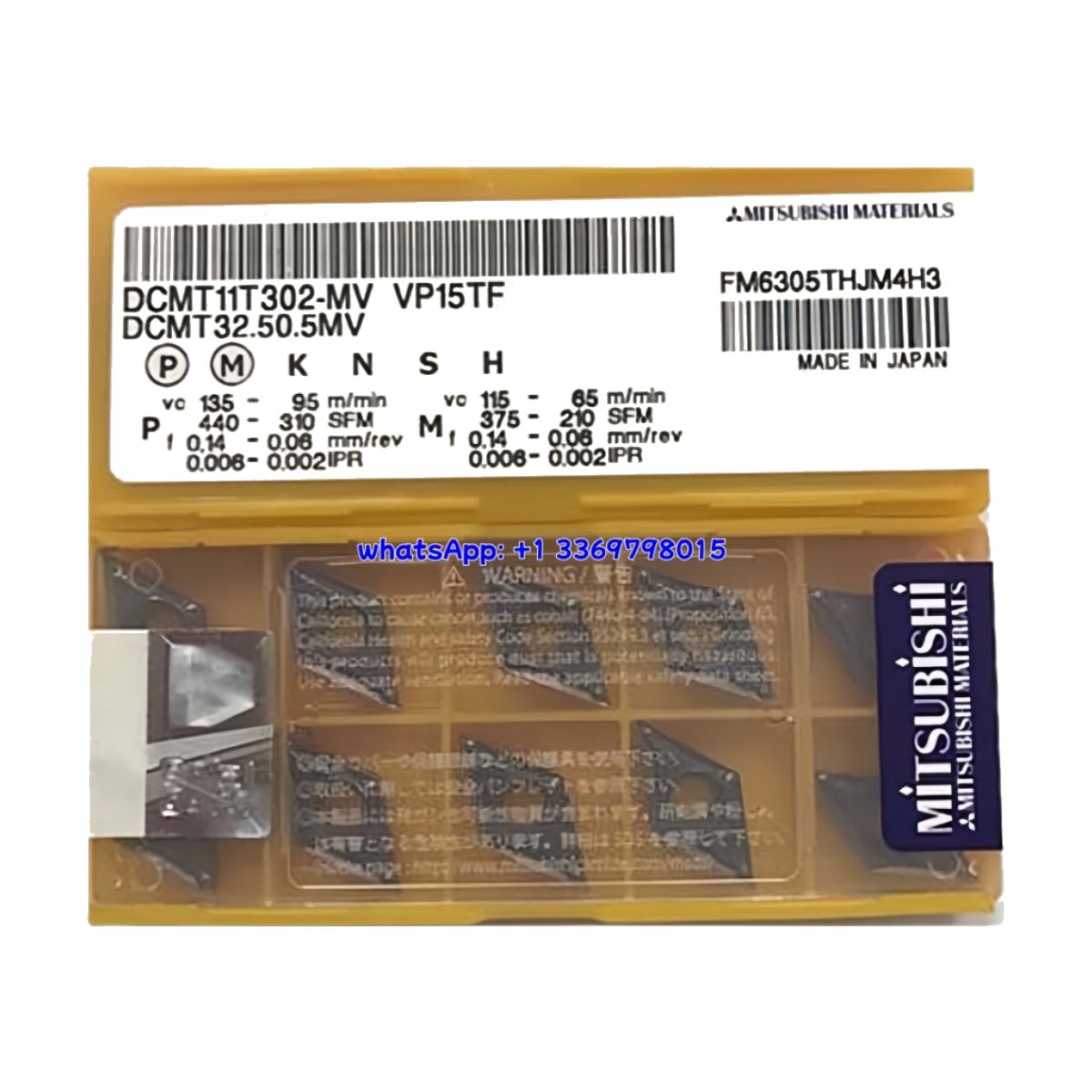 Original Mitsubishi DCMT11T302-MV VP15TF Carbide Insert - Diamond 55° | Steel, Stainless Steel (10 PCS)