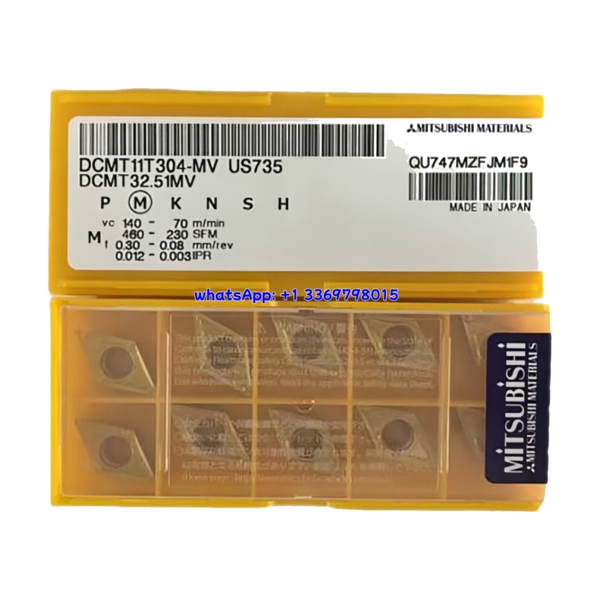 Original Mitsubishi DCMT11T304-MV US735 Carbide Insert - Diamond 55° | Steel (10 PCS)