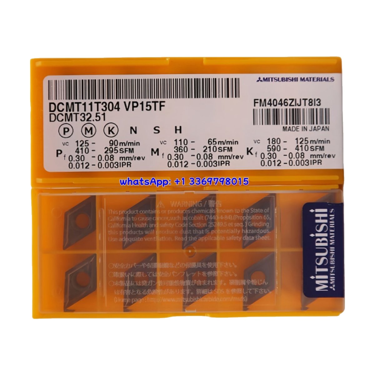 Original Mitsubishi DCMT11T304 VP15TF Carbide Insert - Diamond 55° | Steel, Stainless Steel (10 PCS)