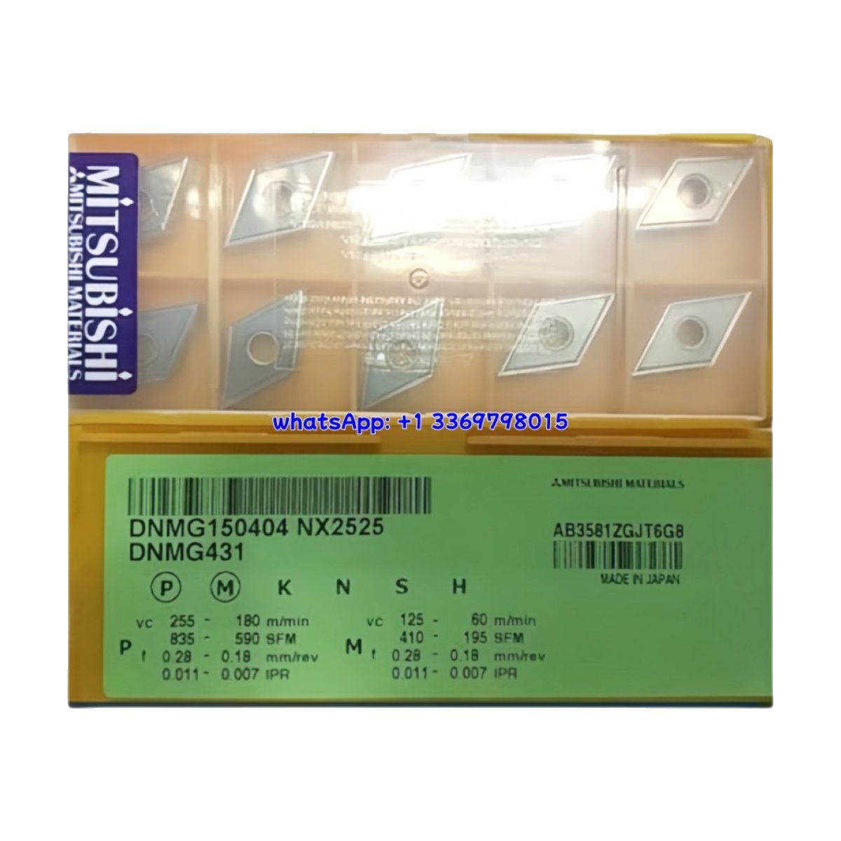 Original Mitsubishi DNMG150404 NX2525 Carbide Insert - Diamond 55° | Steel (10 PCS)