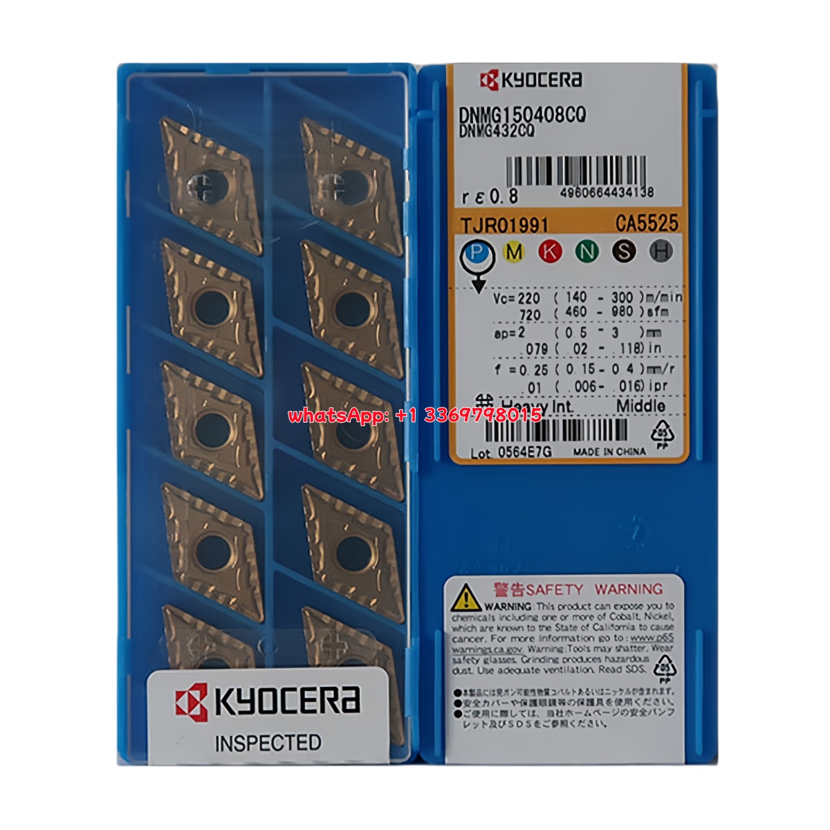 Kyocera DNMG150408-CQ CA5525 Carbide Turning Insert - Diamond 55° | Steel, Stainless Steel (10 PCS)