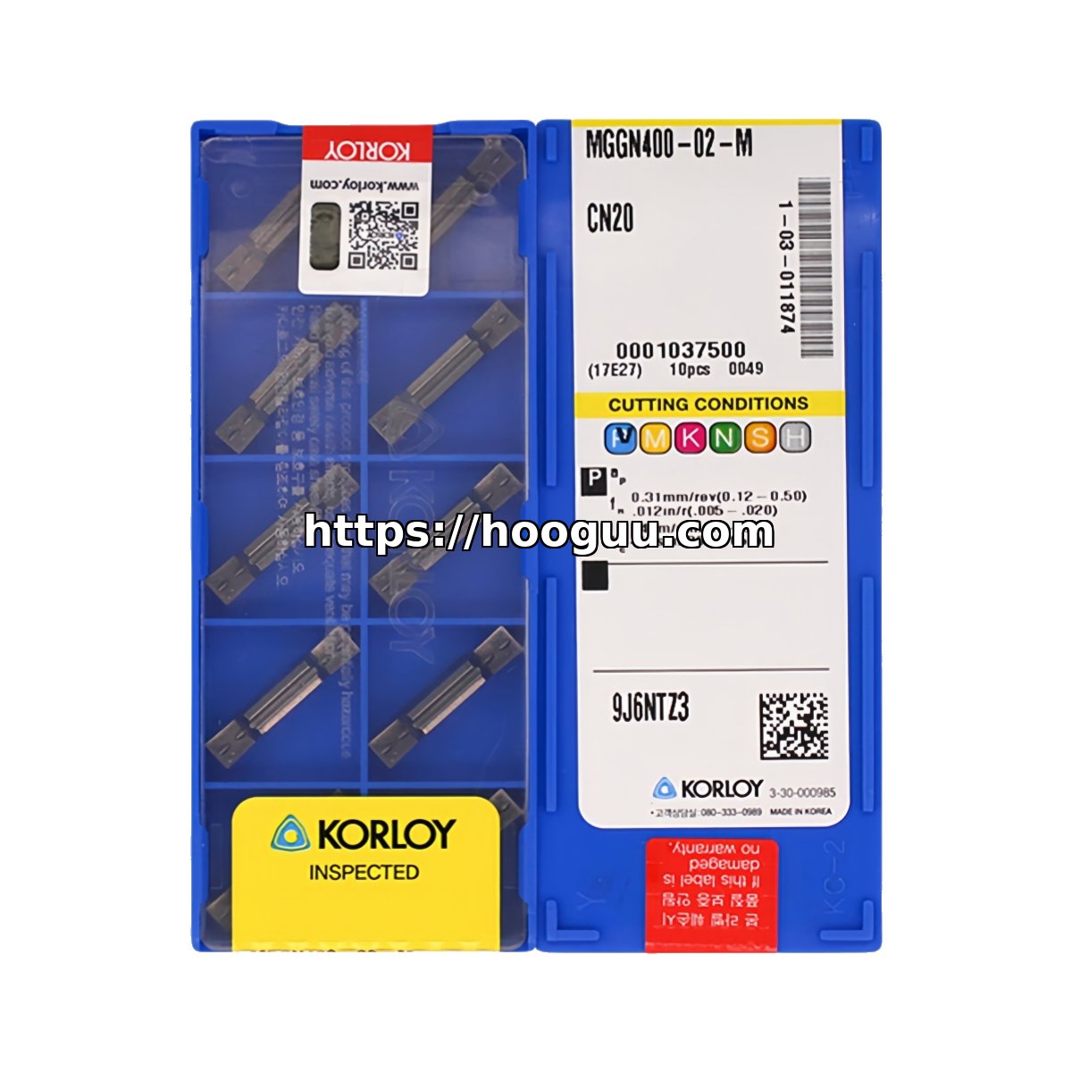 Original Korloy MGGN400-02-M Carbide Turning Insert - Diamond 86° | Steel CN20 MGGN400-02-M CN20
