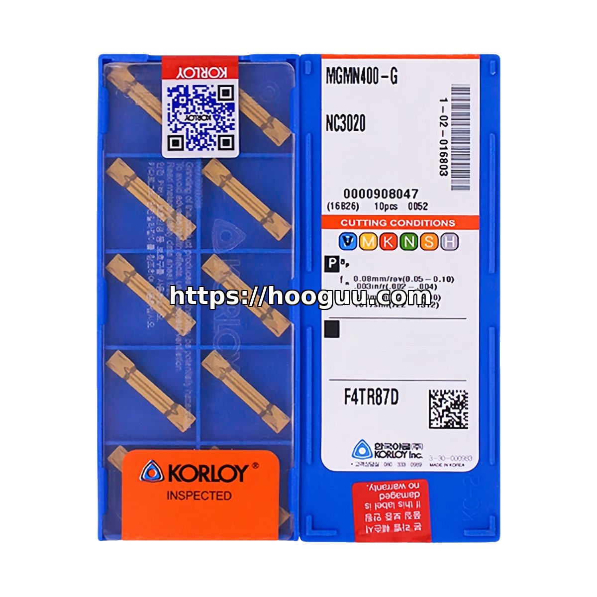 Original Korloy MGMN400-G NC3020 Carbide Grooving/Parting Insert - Diamond 86° | Steel & More