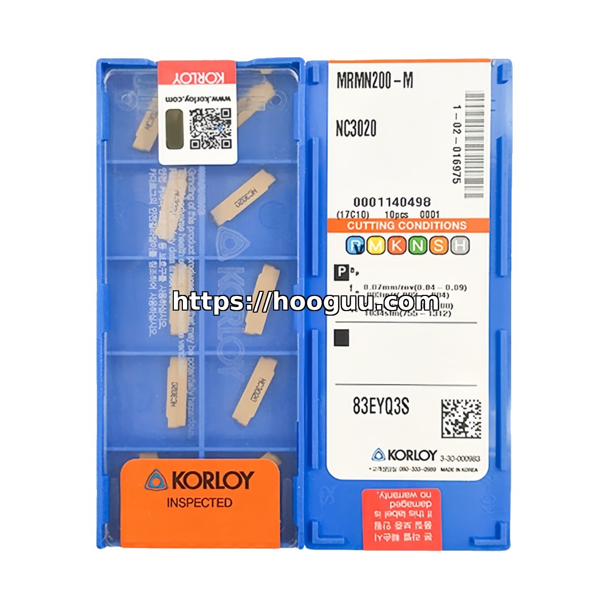 Original Korloy MRMN200-M NC3020 Carbide Grooving/Parting Insert - Diamond 86° | Steel & More