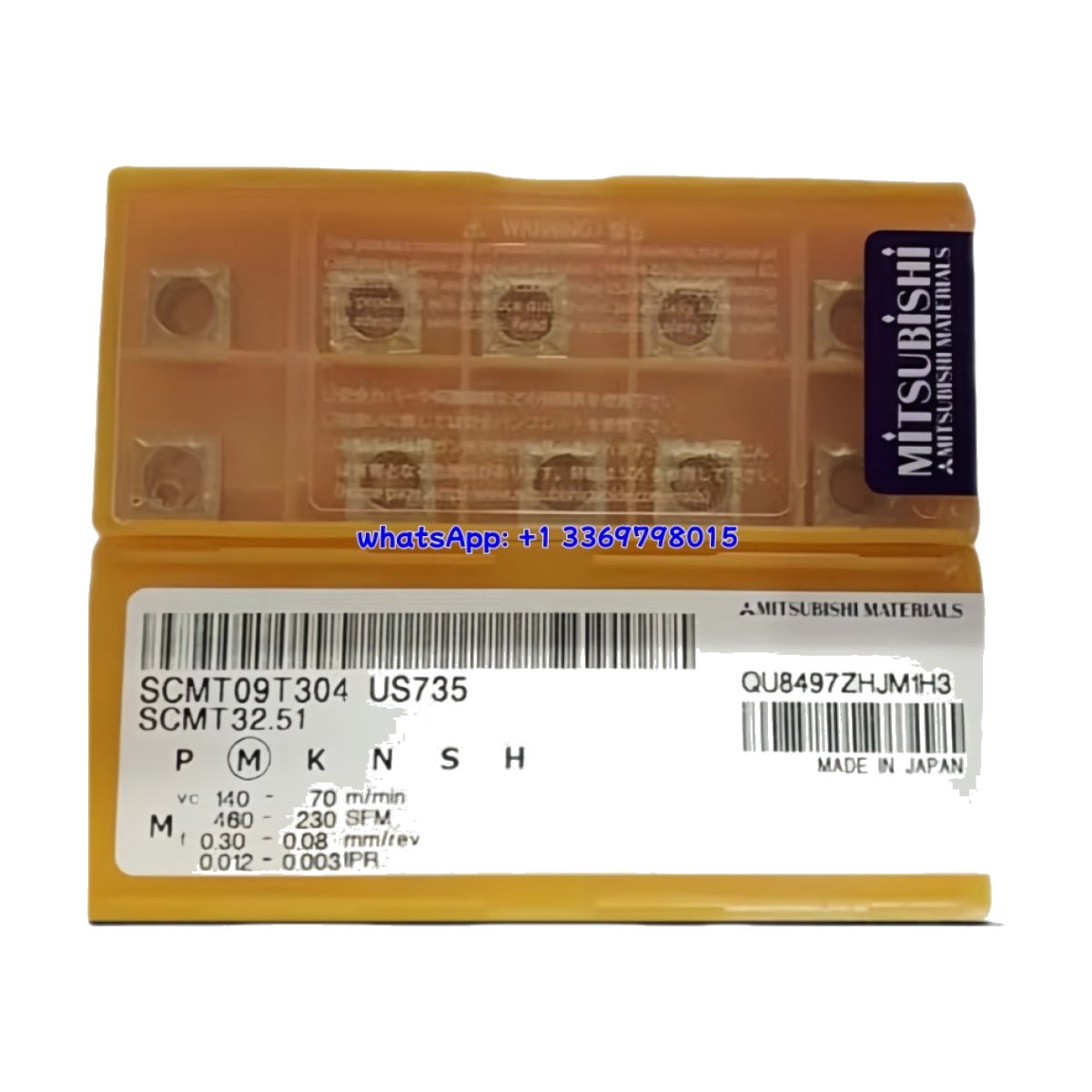 Original Mitsubishi SCMT09T304 US735 Carbide Insert - Square | Steel (10 PCS)