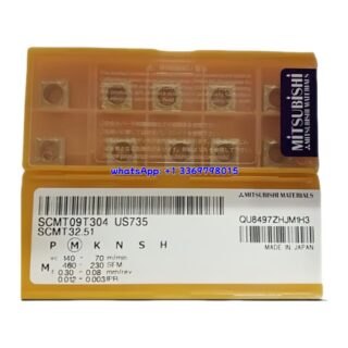 Original Mitsubishi SCMT09T304 US735 Carbide Insert - Square | Steel, Stainless Steel (10 PCS)