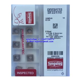 Original Tungaloy SCMT09T308-PS T9125 Carbide Insert - Square | Steel (10 PCS)