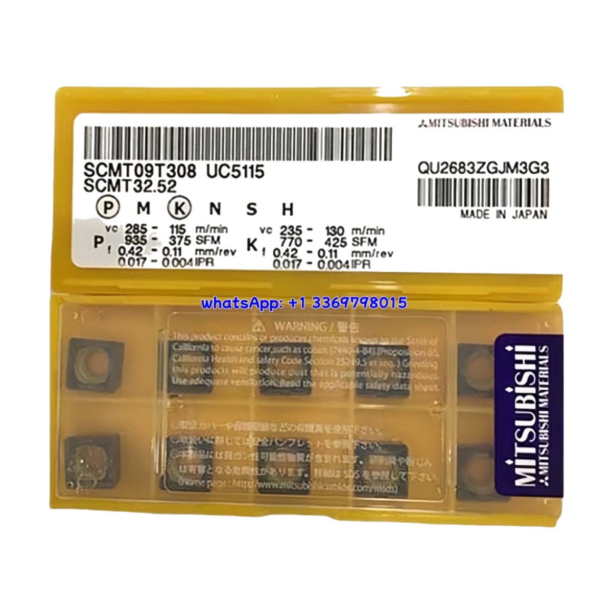 Original Mitsubishi SCMT09T308 UC5115 Carbide Insert - Square | Steel (10 PCS)