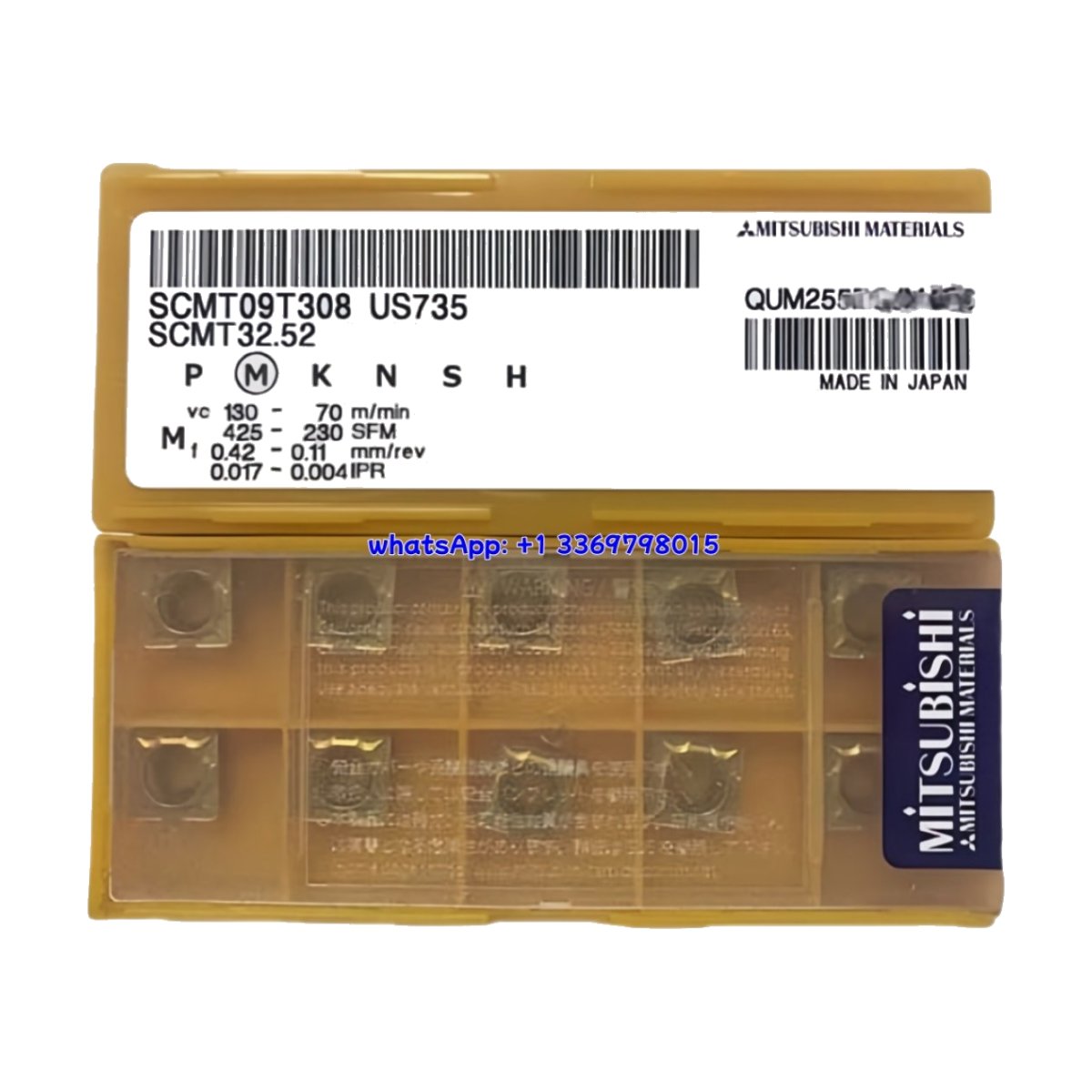 Original Mitsubishi SCMT09T308 US735 Carbide Insert - Square | Steel (10 PCS)