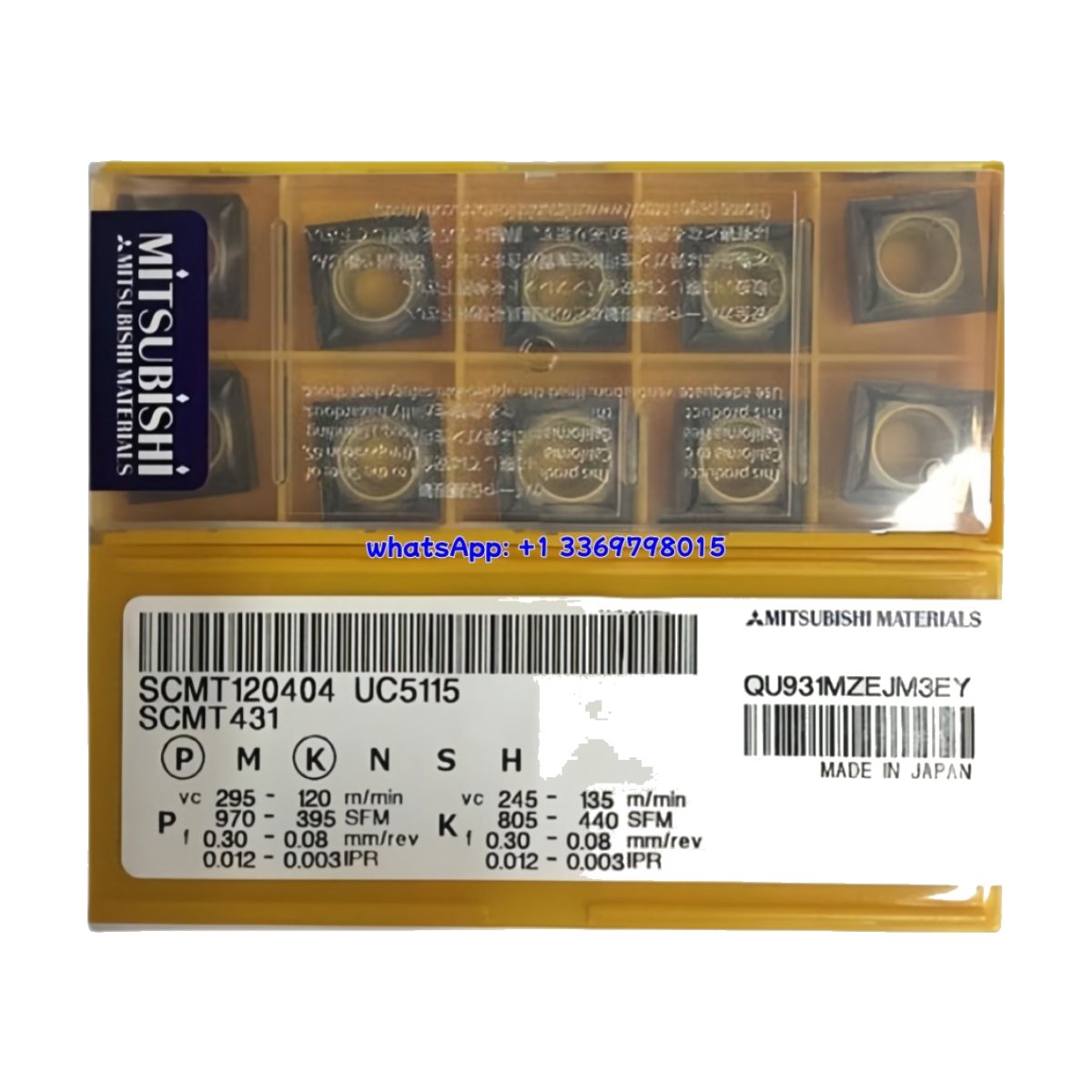 Original Mitsubishi SCMT120404 UC5115 Carbide Insert - Square | Steel (10 PCS)