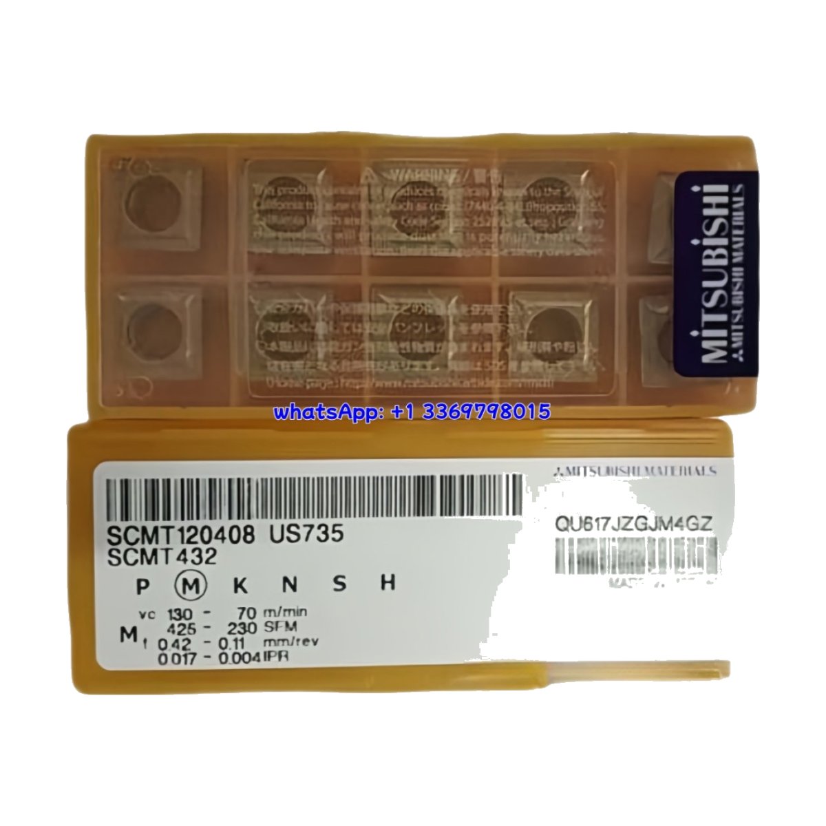 Original Mitsubishi SCMT120408 US735 Carbide Insert - Square | Steel (10 PCS)