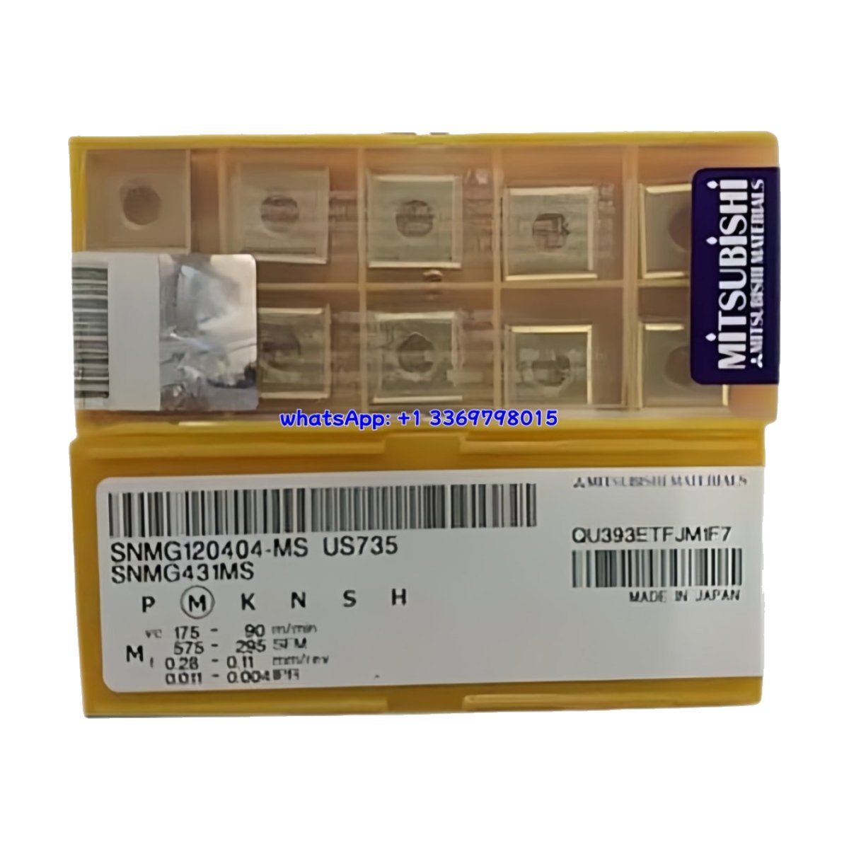 Original Mitsubishi SNMG120404-MS US735 Carbide Insert - Square | Steel (10 PCS)
