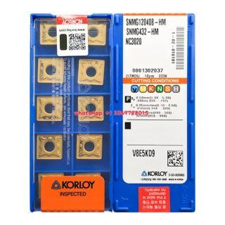 Original Korloy SNMG120408-HM NC3020 Carbide Turning Insert - Square | Steel, Stainless Steel (10 PCS)