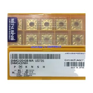 Original Mitsubishi SNMG120408-MA US735 Carbide Insert - Square | Steel (10 PCS)