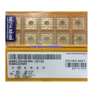 Original Mitsubishi SNMG120408-MA US735 Carbide Insert - Square | Steel, Stainless Steel (10 PCS)