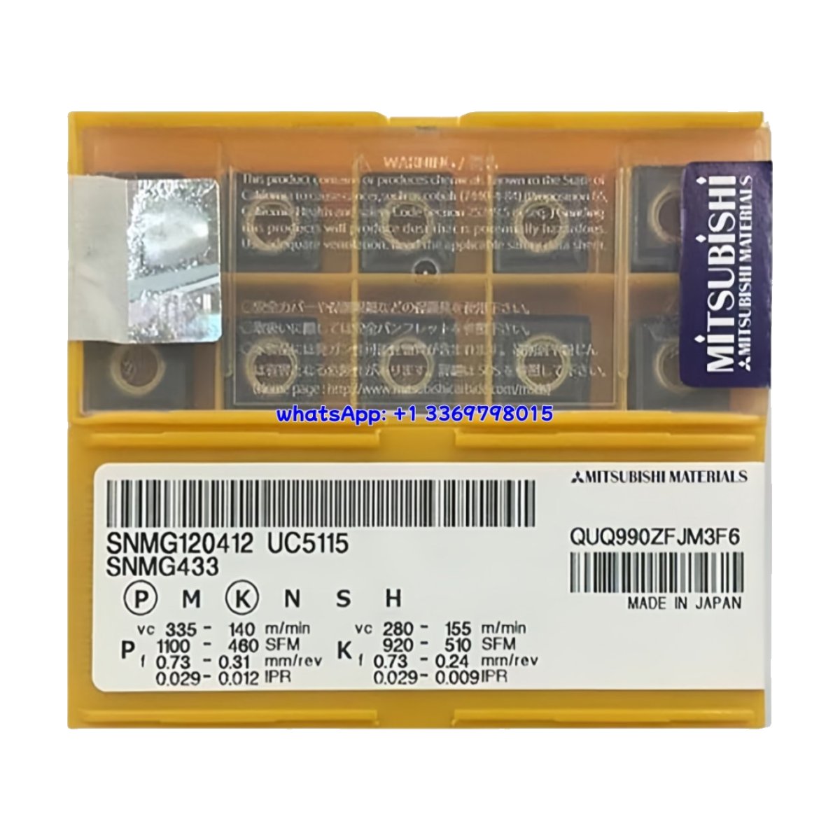Original Mitsubishi SNMG120412 UC5115 Carbide Insert - Square | Steel (10 PCS)