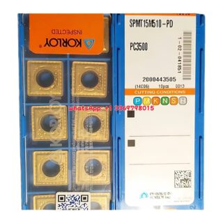Original Korloy SPMT15M510-PD PC3500 Carbide Insert - Square | Steel