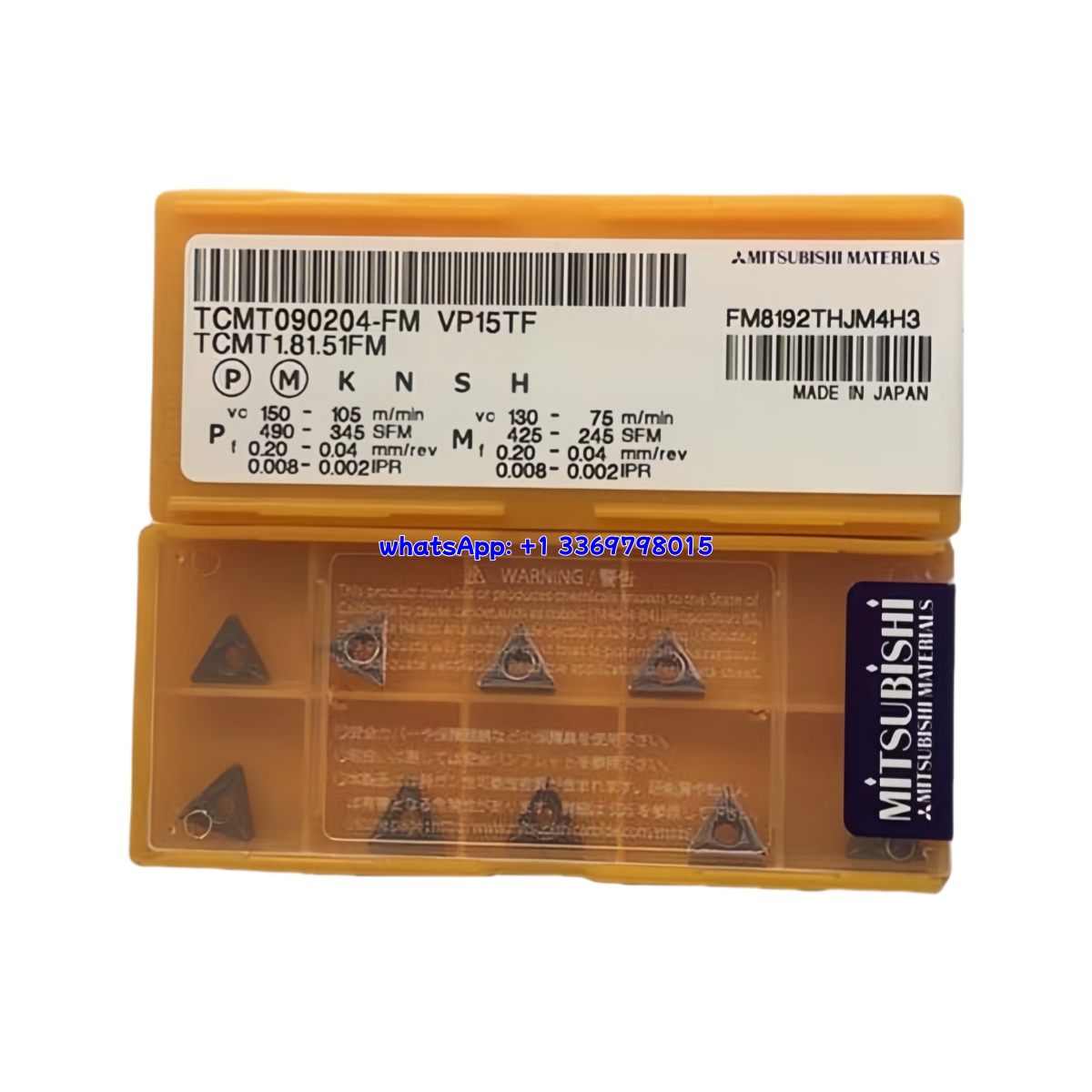 Mitsubishi TCMT090204-FM VP15TF Carbide Insert - Triangle | Steel, Cast Iron (10 PCS)