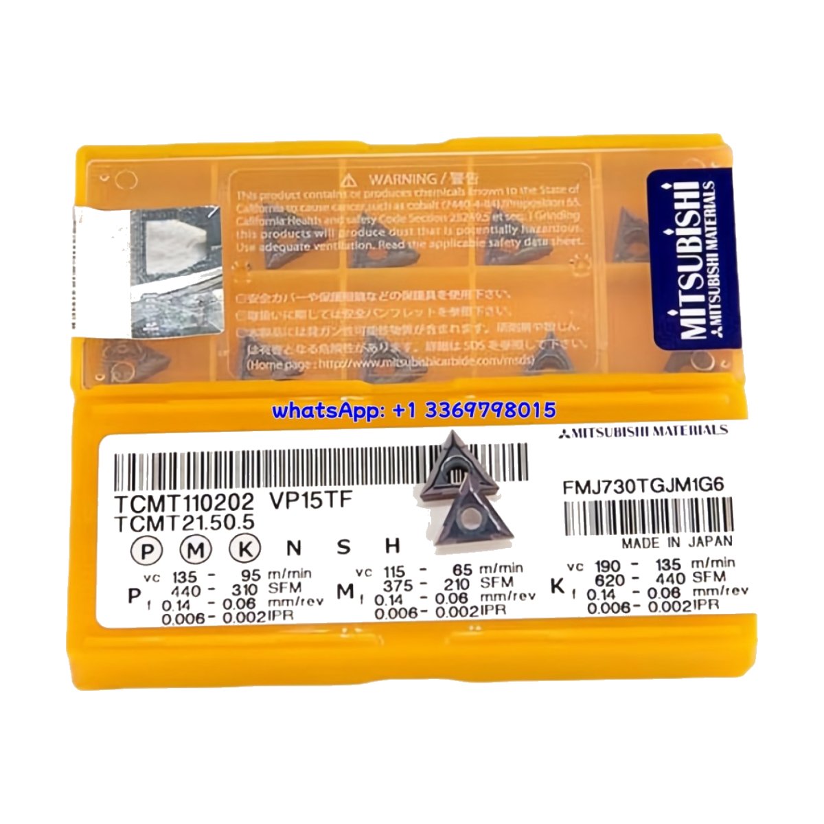 Original Mitsubishi TCMT110202 VP15TF Carbide Insert - Triangle | Steel, Stainless Steel (10 PCS)