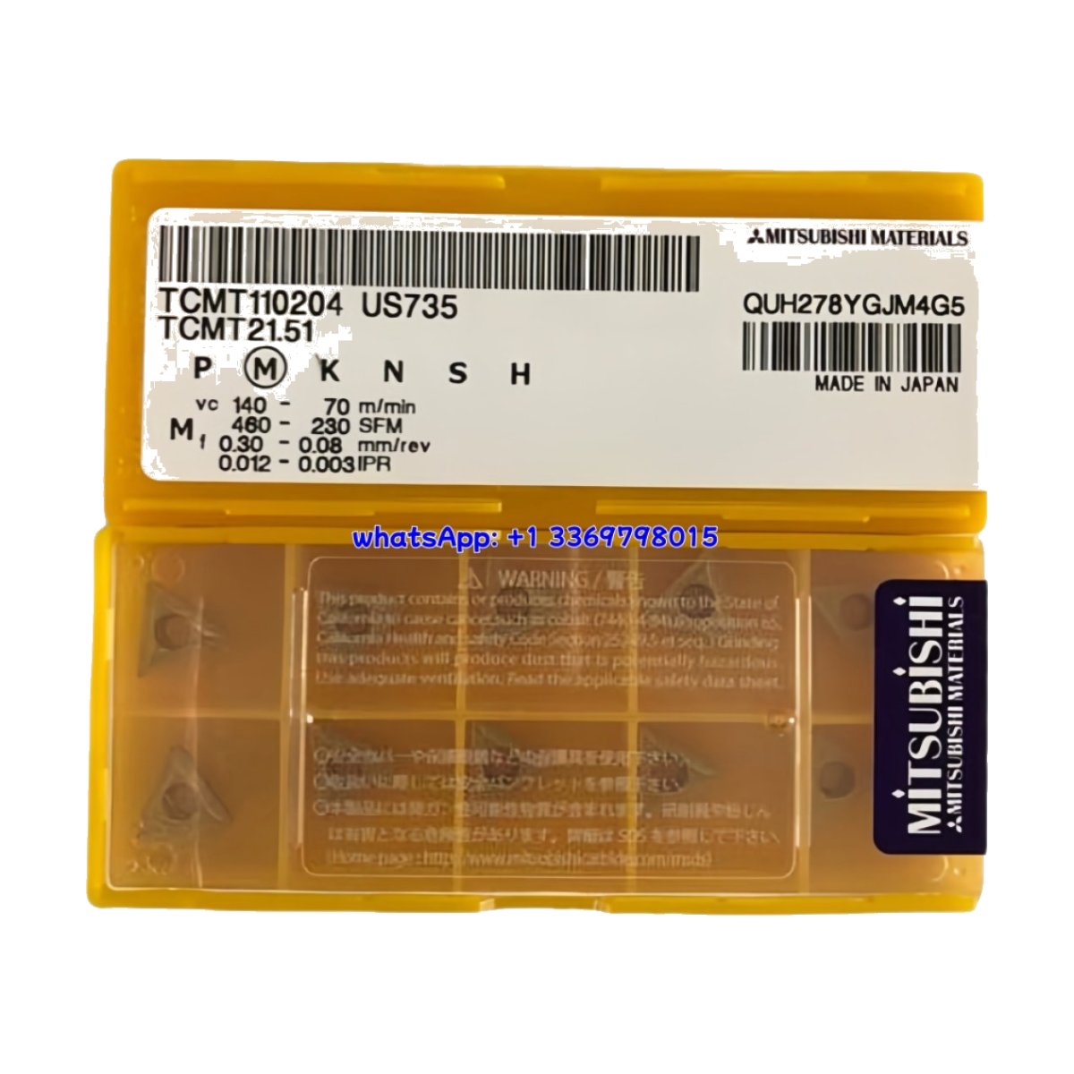 Original Mitsubishi TCMT110204 US735 Carbide Insert - Triangle | Steel (10 PCS)