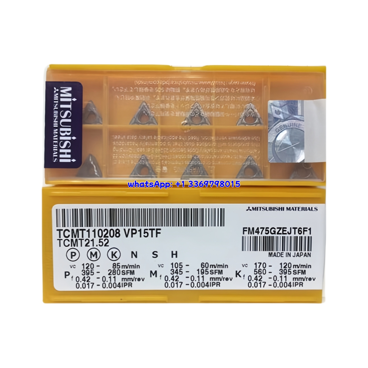 Mitsubishi TCMT110208 VP15TF Carbide Insert - Triangle | Steel, Stainless Steel (10 PCS)