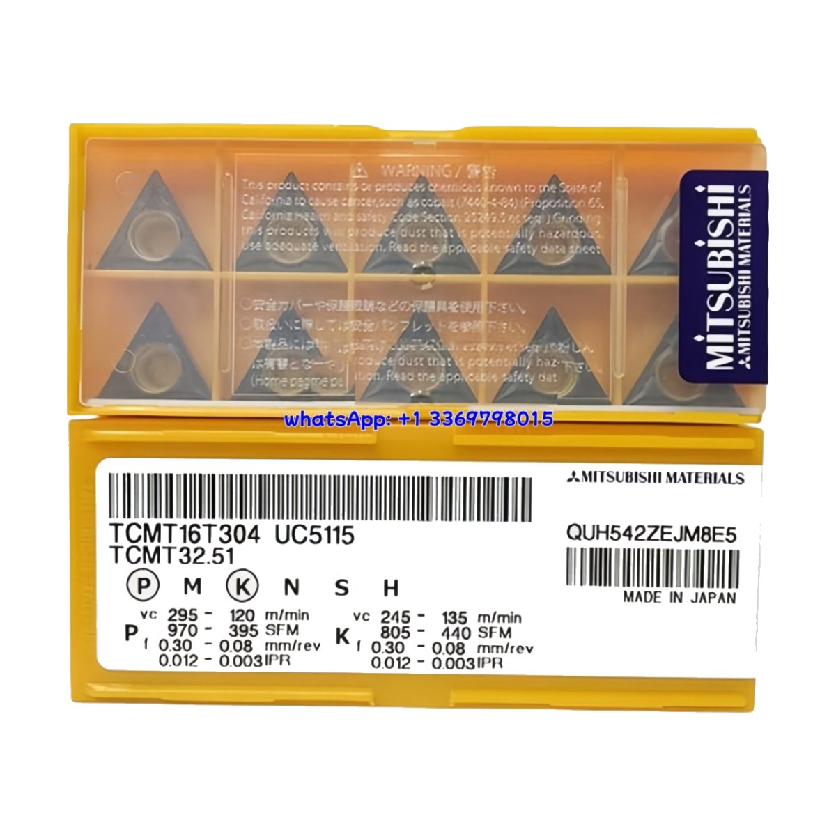 Original Mitsubishi TCMT16T304 UC5115 Carbide Insert - Triangle | Steel (10 PCS)