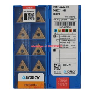 Original Korloy TNMG160404-HM NC3020 Carbide Turning Insert - Triangle | Cast Iron (10 PCS)