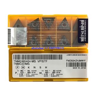 Original Mitsubishi TNMG160404-MS VP15TF Carbide Insert - Triangle | Steel, Stainless Steel (10 PCS)