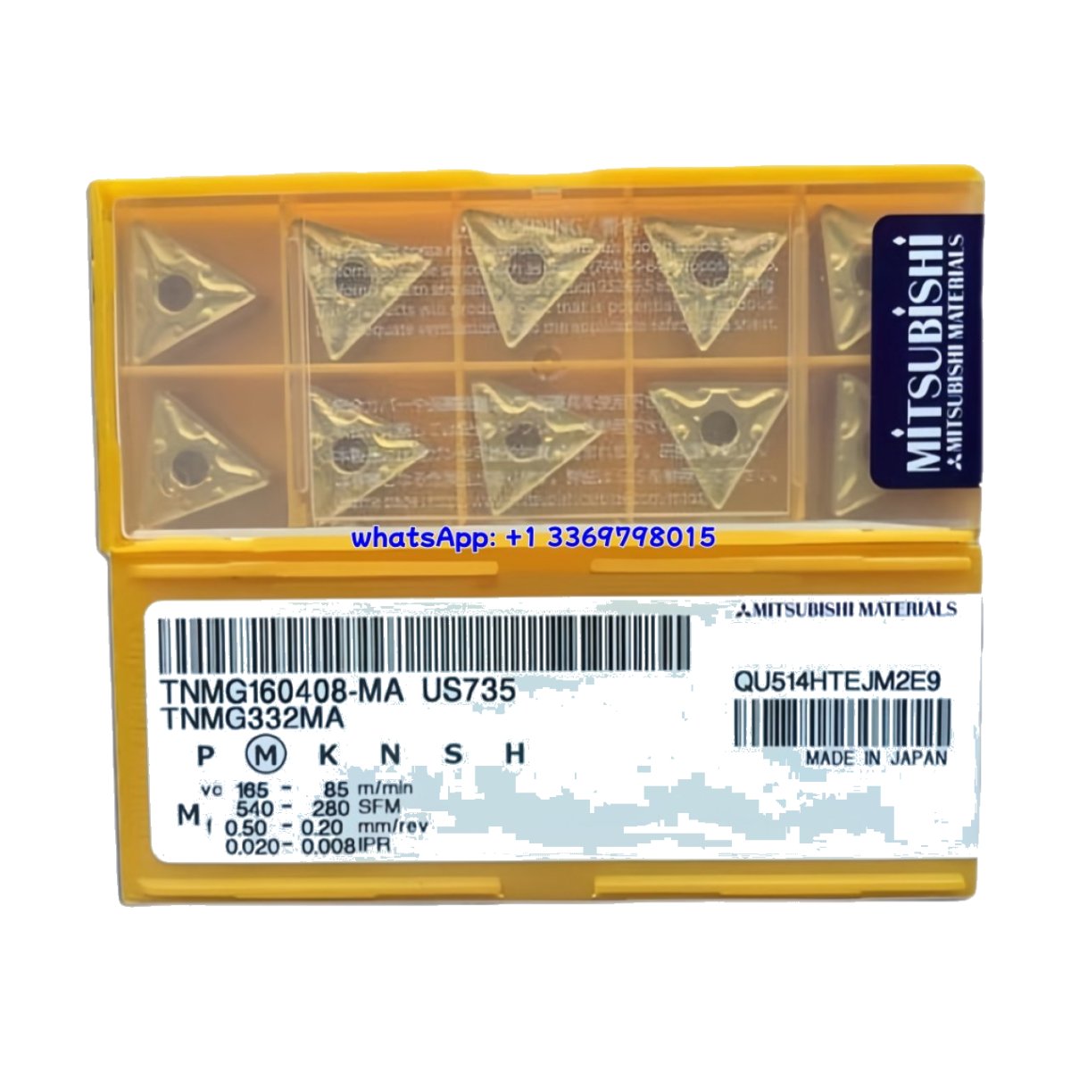 Original Mitsubishi TNMG160408-MA US735 Carbide Insert - Triangle | Steel (10 PCS)
