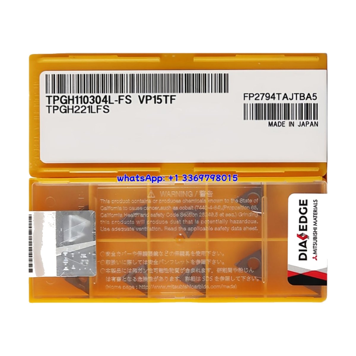 Original Mitsubishi TPGH110304L-FS VP15TF Carbide Insert - Triangle | Steel, Stainless Steel (10 PCS)