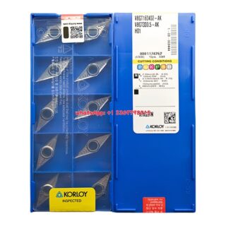 Original Korloy VBGT160402-AK H01 Carbide Turning Insert - Diamond 35° | Aluminum, Non-Ferrous (10 PCS)