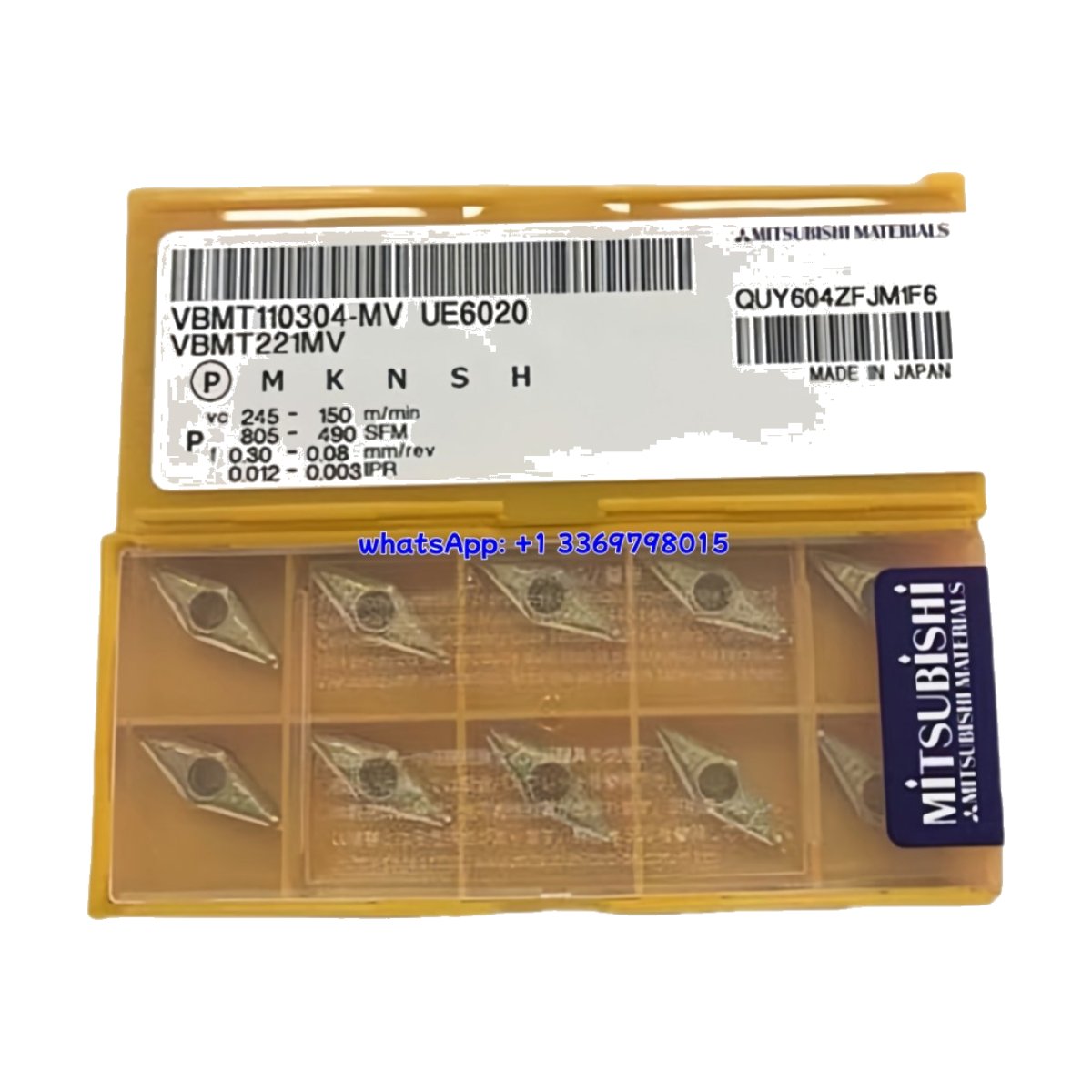 Original Mitsubishi VBMT110304-MV UE6020 Carbide Insert - Diamond 35° (10 PCS)