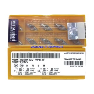 Original Mitsubishi VBMT110304-MV VP15TF Carbide Insert - Diamond 35° | Steel, Stainless Steel (10 PCS)