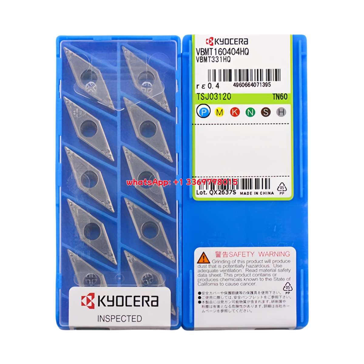 Kyocera VBMT160404-HQ Carbide Insert - Diamond 35° | Steel, Stainless Steel (10 PCS)